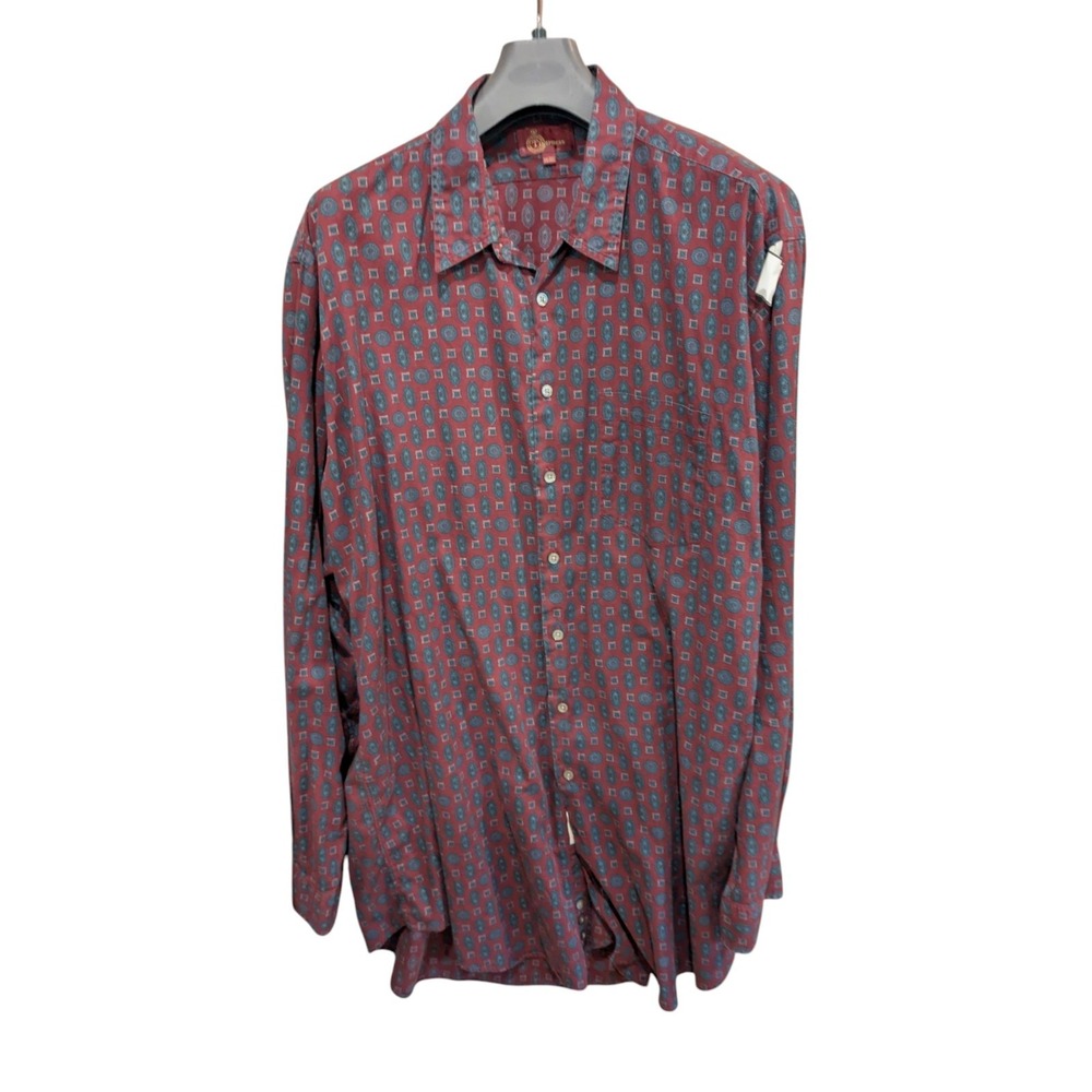 Time Pieces Men's Button up‎ Long Sleeve Shirt 100% Cotton Blue Large